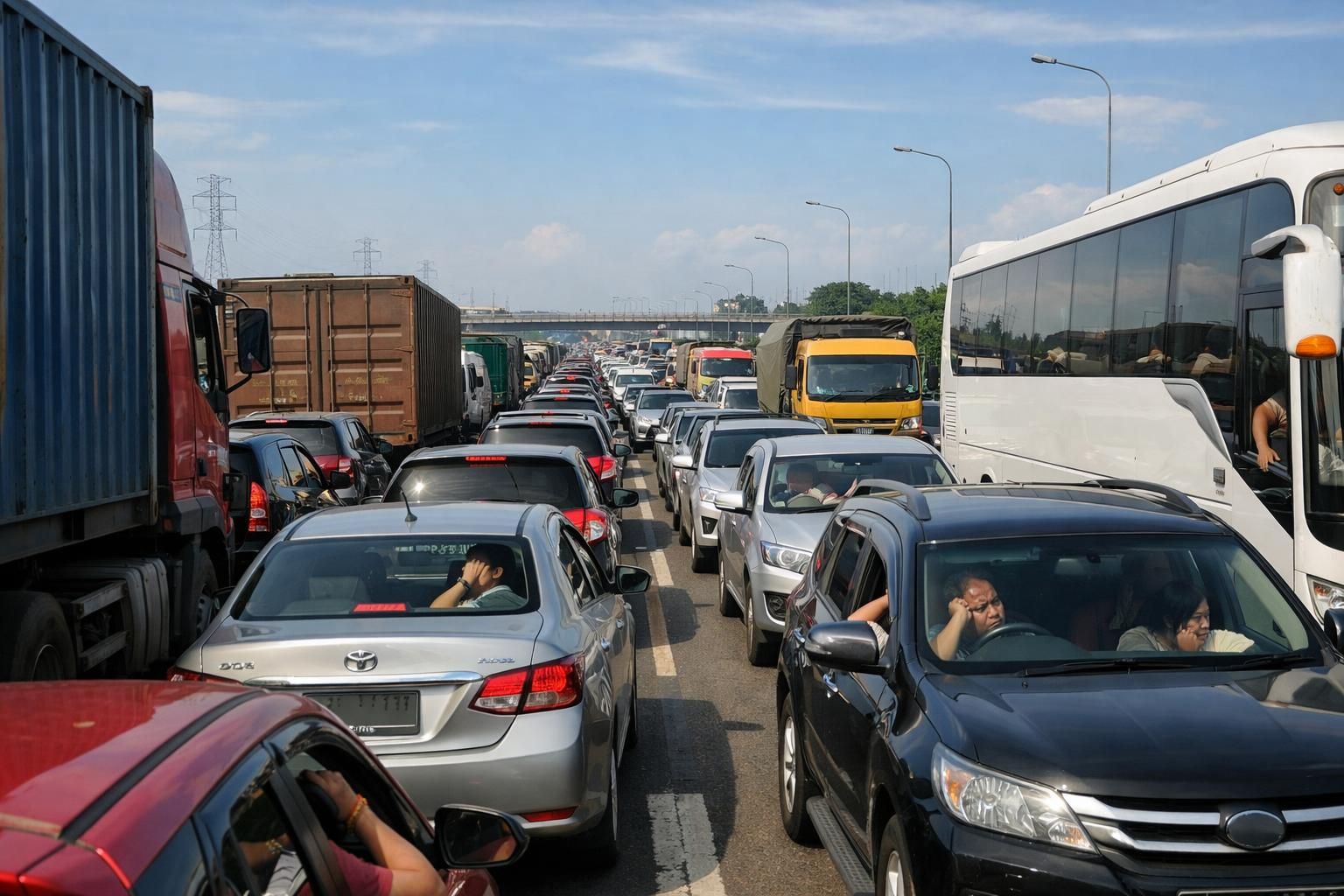 perjalanan dari bekasi ke tol cikampek memakan waktu 5 jam, pemudik mengeluhkan kemacetan parah yang memecahkan rekor baru!