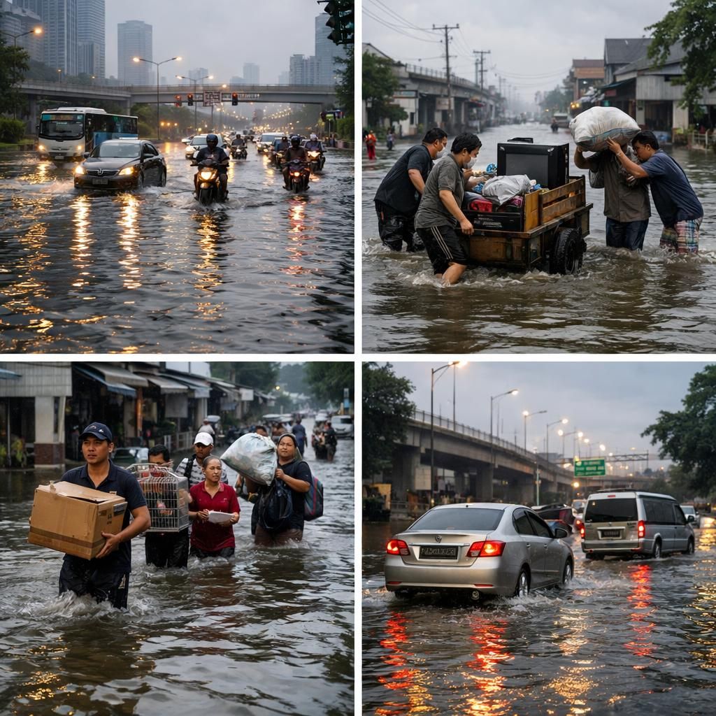 kompilasi foto banjir yang melanda jakarta dan tangerang setelah hujan deras semalaman. lihat dampak dan situasi terkini di cnbc indonesia.