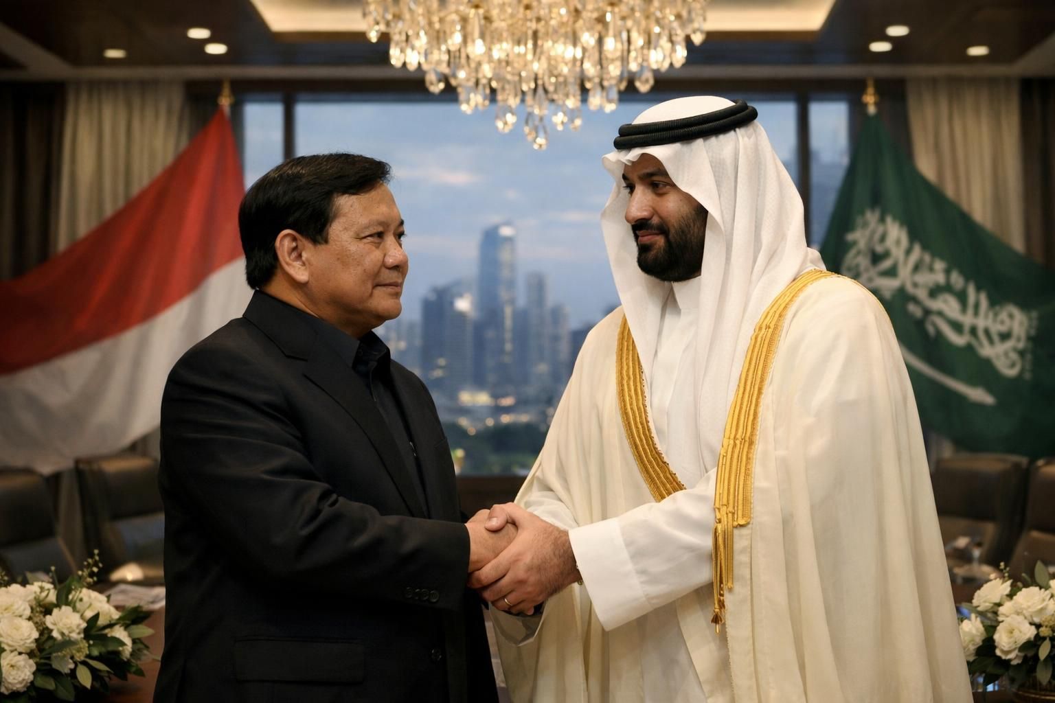 prabowo menghubungi pangeran mohammed bin salman untuk menyerukan penghentian operasi militer di timur tengah demi perdamaian dan stabilitas regional.