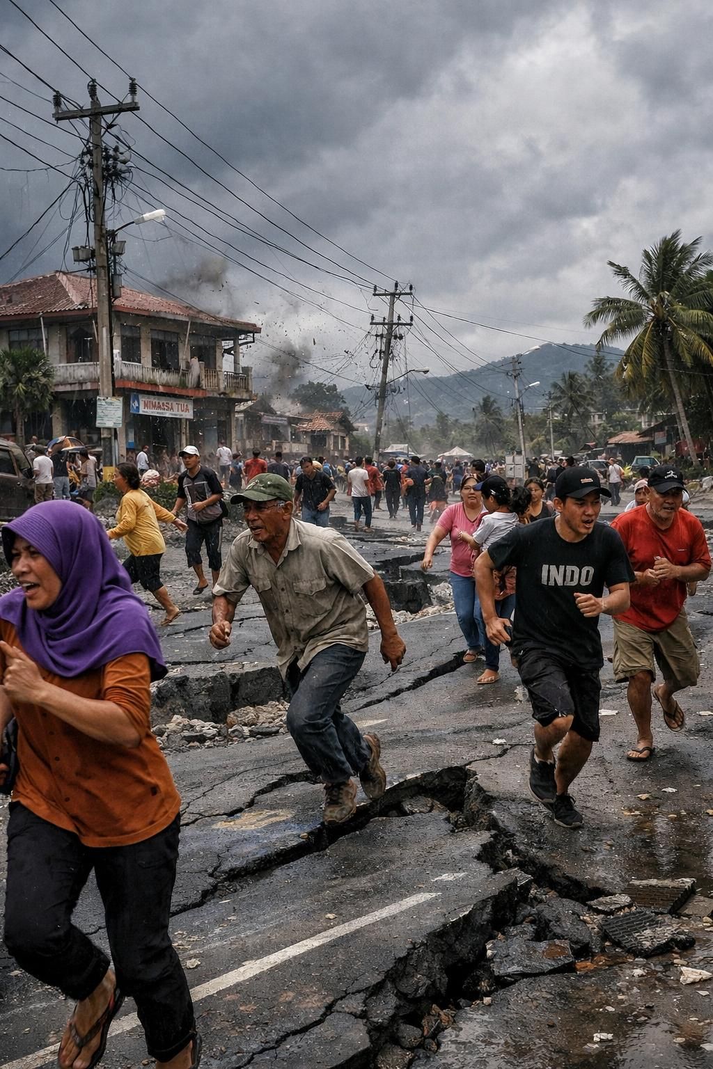 gempa kuat berkekuatan magnitudo 7,6 mengguncang sulawesi utara dan maluku utara, menyebabkan aspal jalanan ikut bergoyang dan menimbulkan kekhawatiran di masyarakat setempat.
