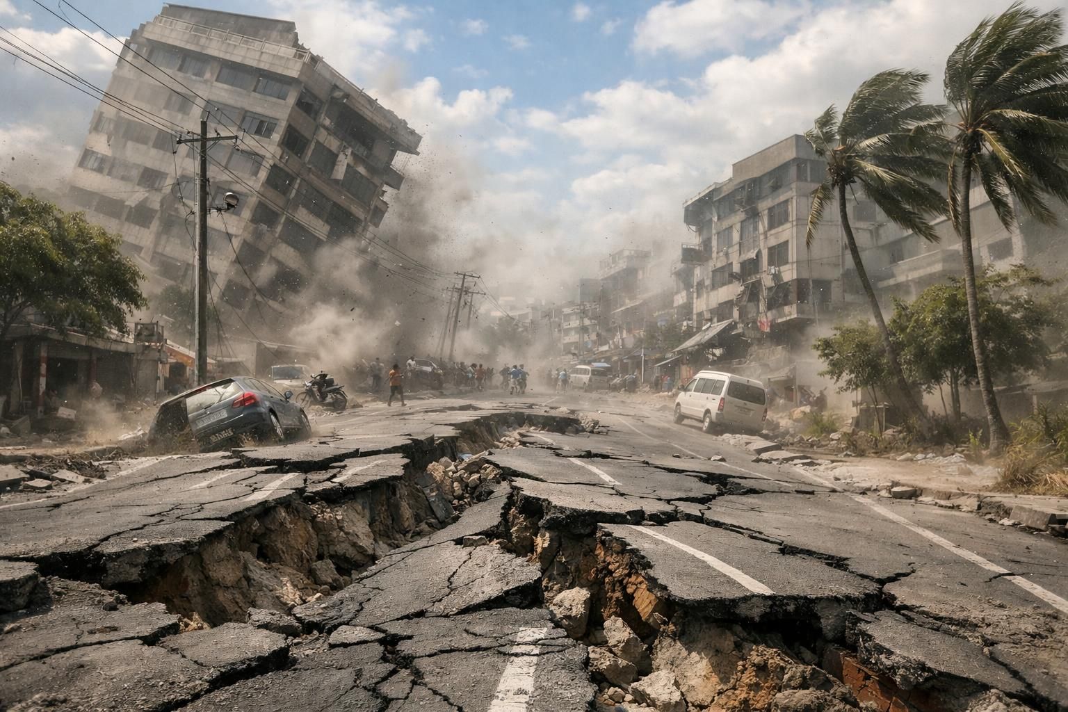 gempa dahsyat berkekuatan magnitudo 7,6 mengguncang sulawesi utara dan maluku utara, menyebabkan aspal di jalanan ikut bergoyang dan memicu kepanikan di masyarakat.