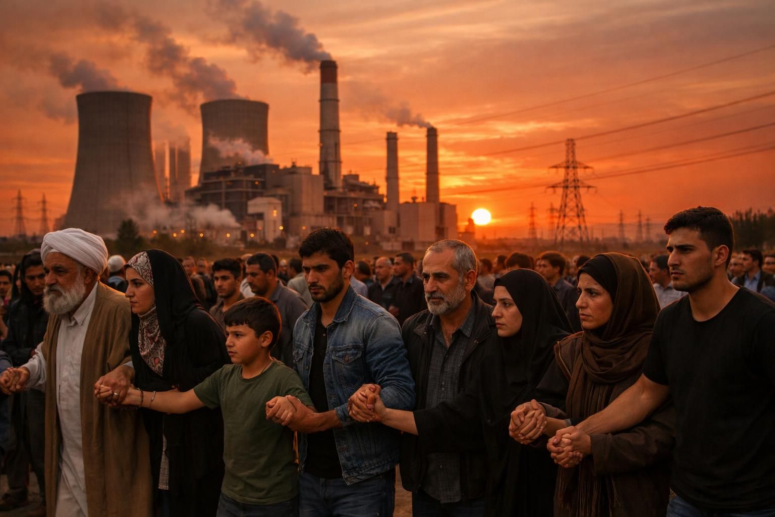 trump mengancam bom pembangkit listrik, iran mengajak warga membentuk rantai manusia sebagai bentuk solidaritas dan perlindungan.