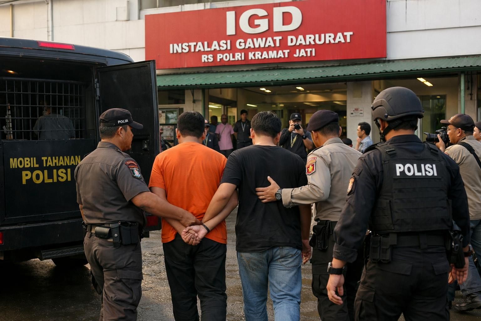 roy suryo dan dr tifa dibawa ke rs polri untuk menjalani pemeriksaan kesehatan sebagai bagian dari proses penyelidikan.