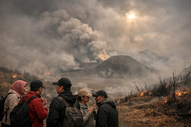 gunung bromo ditutup sementara akibat kebakaran, wisatawan dapat mengajukan klaim pengembalian tiket. dapatkan informasi lengkap di detiknews.