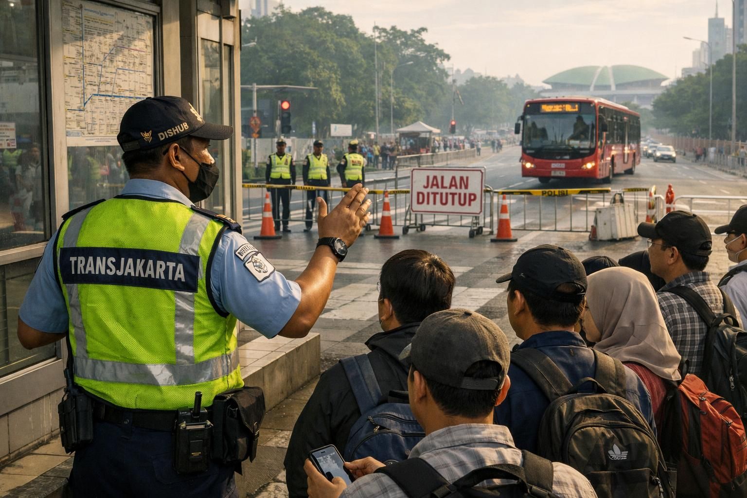 penutupan jalan menyebabkan beberapa rute transjakarta tidak beroperasi sementara. dapatkan informasi terbaru dan alternatif perjalanan hanya di kompas.com.