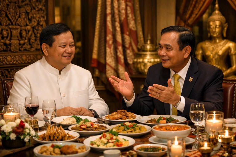 prabowo mengundang makan malam persahabatan yang hangat, perdana menteri thailand memberikan pujian atas upaya mempererat hubungan kedua negara.
