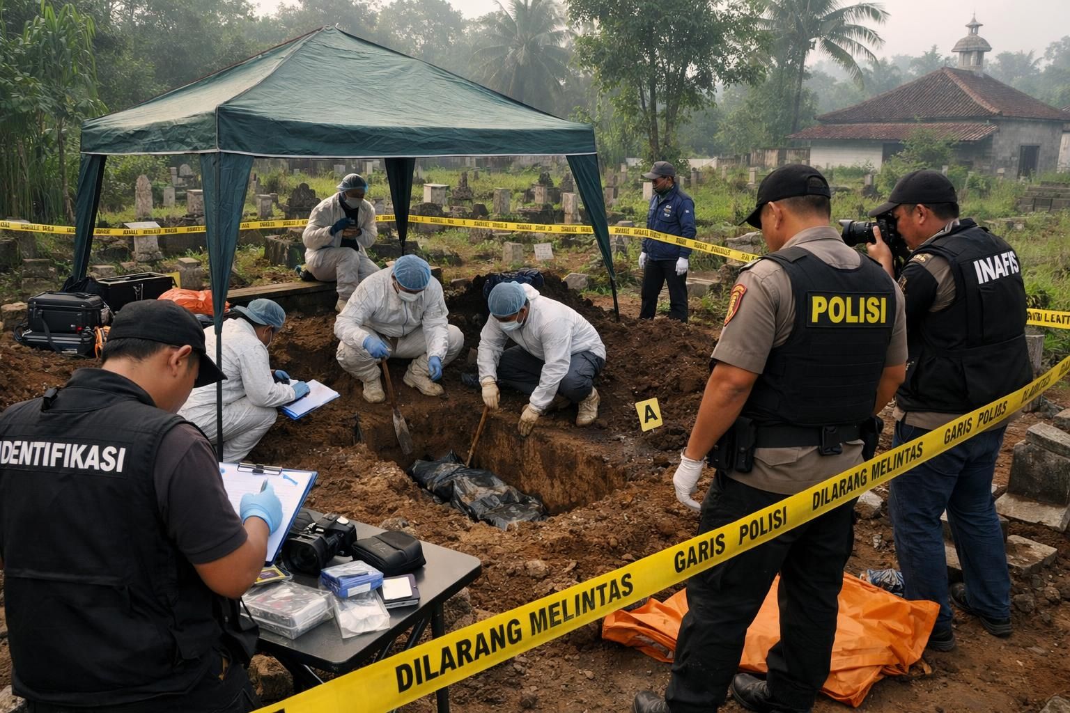 video ini menampilkan proses ekshumasi jenazah sutrimo yang telah dimulai, dengan pemeriksaan mendalam yang siap dilakukan untuk mengungkap fakta terkait.