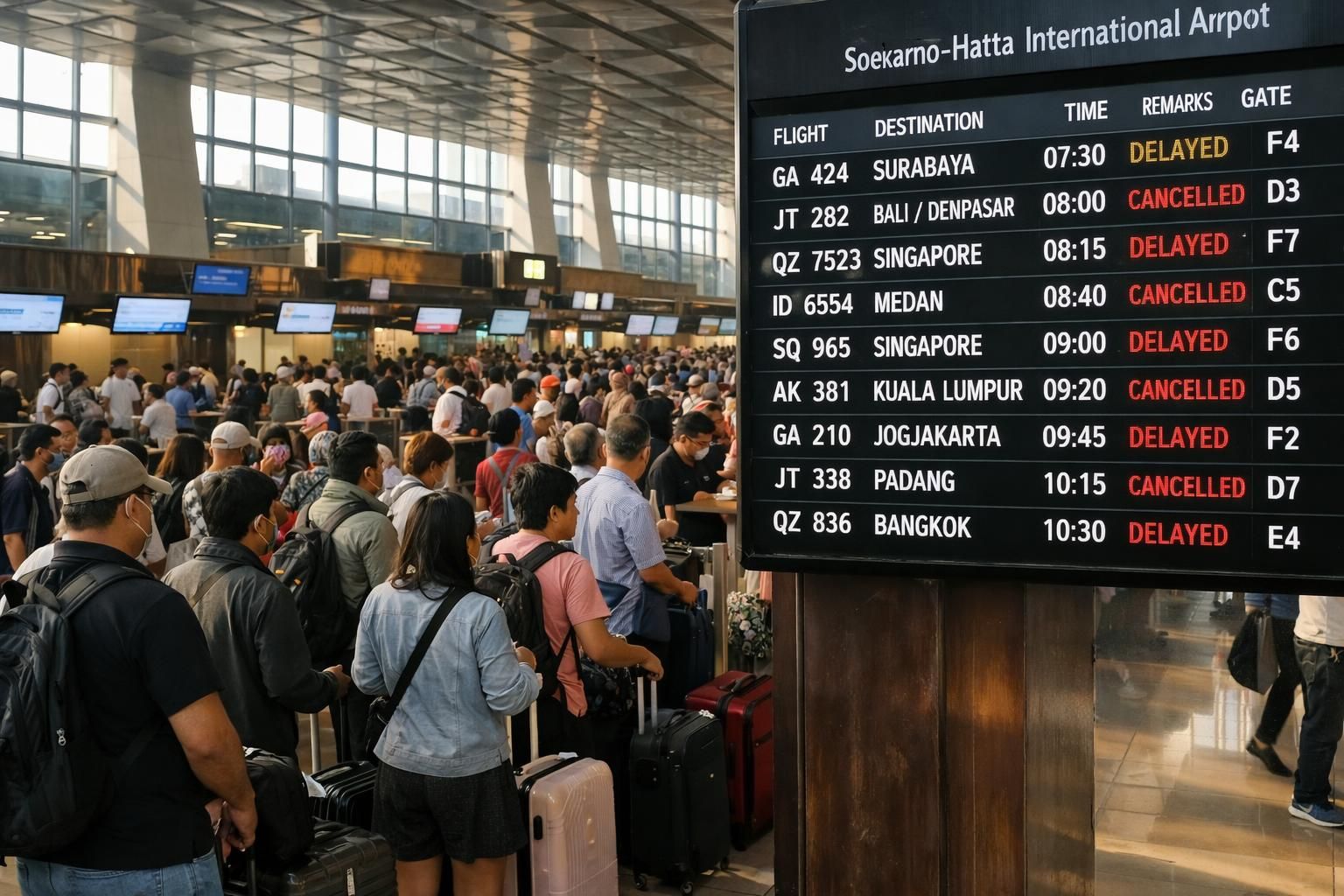 penutupan sementara bandara soetta hingga pukul 13.30 wib akibat erupsi gunung anak krakatau, informasi terkini dan update situasi di detiknews.